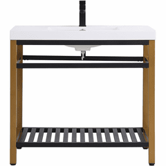 Elegant Raya 36" Single Bathroom Metal Vanity - Golden Black - VF14036GB