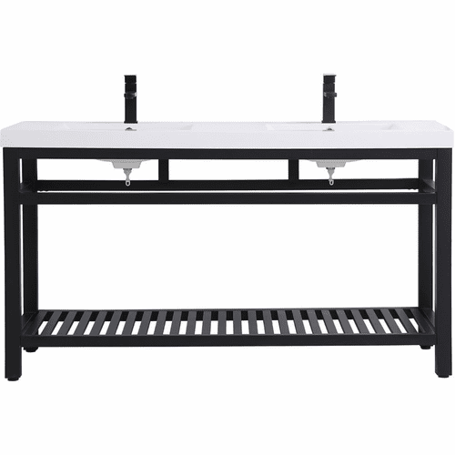 Elegant Raya 60" Double Bathroom Metal Vanity - Black - VF14060DBK