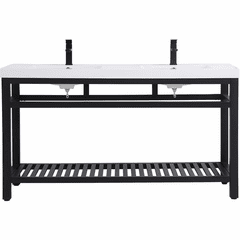 Elegant Raya 60" Double Bathroom Metal Vanity - Black - VF14060DBK