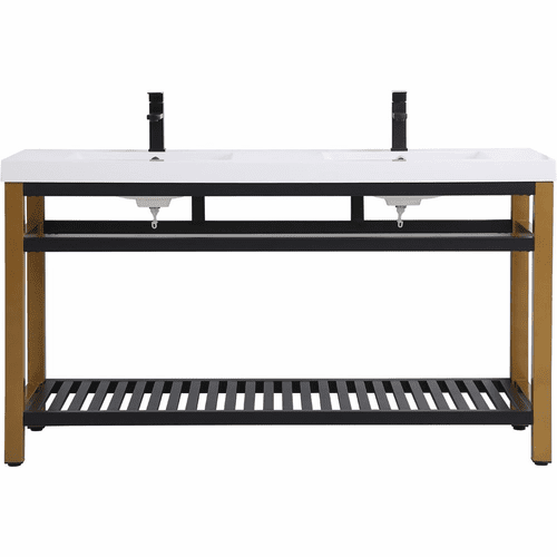 Elegant Raya 60" Double Bathroom Metal Vanity - Golden Black - VF14060DGB