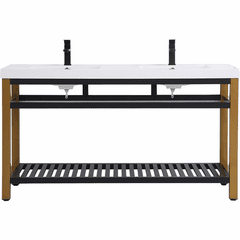 Elegant Raya 60" Double Bathroom Metal Vanity - Golden Black - VF14060DGB