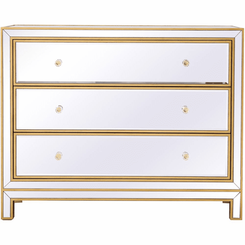 Elegant Reflexion Chest With 3 Drawers - Antique Gold - MF72019G