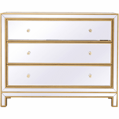 Elegant Reflexion Chest With 3 Drawers - Antique Gold - MF72019G