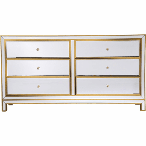 Elegant Reflexion Dresser With 6 Drawer - Antique Gold - MF72036G