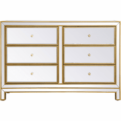 Elegant Reflexion Dresser With 6 Drawers - Antique Gold - MF72017G