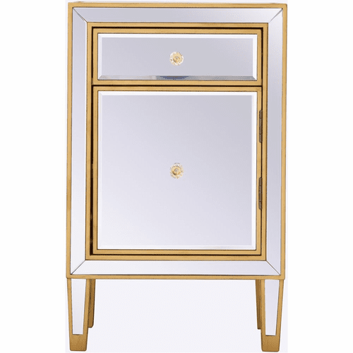 Elegant Reflexion End Table With 1 Drawer - Antique Gold - MF72035G