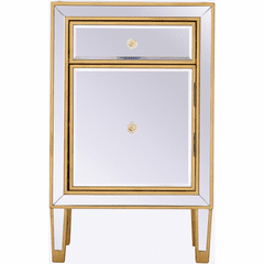 Elegant Reflexion End Table With 1 Drawer - Antique Gold - MF72035G
