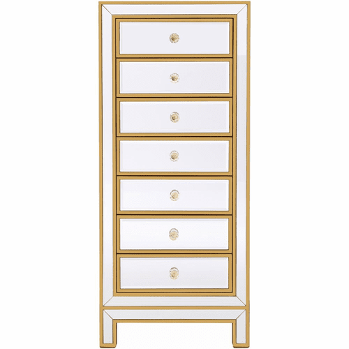 Elegant Reflexion Lingerie Chest With 7 Drawers - Antique Gold - MF72047G