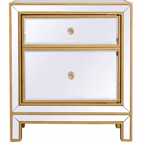 Elegant Reflexion Nightstand With 1 Door - Antique Gold - MF72016G