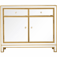 Elegant Reflexion Nightstand With 2 Drawers 2 Doors - Antique Gold - MF72002G