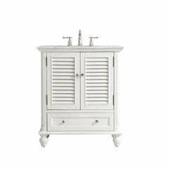 Elegant Rhodes 30" Single Bathroom Vanity - Antique White - VF30530AW