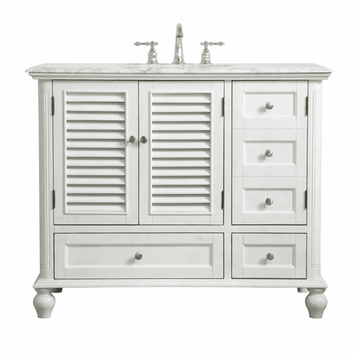 Elegant Rhodes 42" Single Bathroom Vanity - Antique White - VF30542AW
