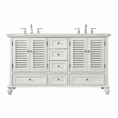 Elegant Rhodes 60" Double Bathroom Vanity - Antique White - VF30560DAW