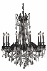 Elegant Rosalia 10-LT Dark Bronze Chandelier Golden Teak Royal Cut Crystal - 9210D28DB-GT/RC