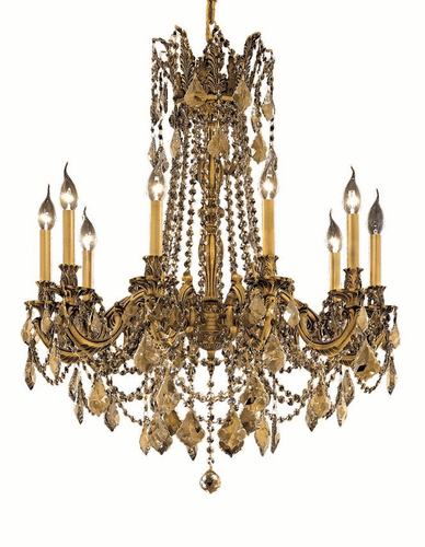 Elegant Rosalia 10-LT French Gold Chandelier Golden Teak Royal Cut Crystal - 9210D28FG-GT/RC