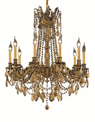 Elegant Rosalia 10-LT French Gold Chandelier Golden Teak Royal Cut Crystal - 9210D28FG-GT/RC