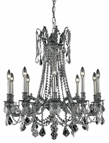 Elegant Rosalia 10-LT Pewter Chandelier Clear Royal Cut Crystal - 9210D28PW/RC