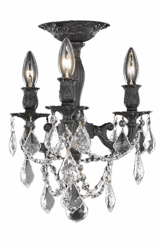 Elegant Rosalia 3-LT Dark Bronze Flush Mount Clear Royal Cut Crystal - 9203F13DB/RC