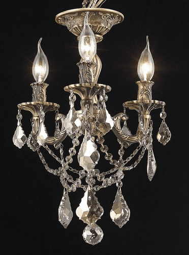 Elegant Rosalia 3-LT Dark Bronze Flush Mount Golden Teak Royal Cut Crystal - 9203F13DB-GT/RC