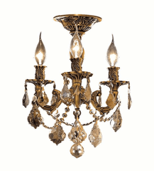 Elegant Rosalia 3-LT French Gold Flush Mount Golden Teak Royal Cut Crystal - 9203F13FG-GT/RC