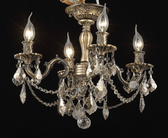 Elegant Rosalia 4-LT Dark Bronze Flush Mount Golden Teak Royal Cut Crystal - 9204F17DB-GT/RC