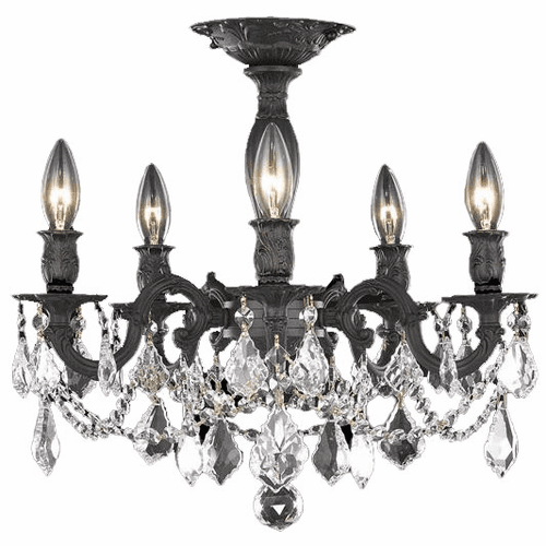 Elegant Rosalia 5-LT Dark Bronze Flush Mount Clear Royal Cut Crystal - 9205F18DB/RC