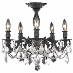 Elegant Rosalia 5-LT Dark Bronze Flush Mount Clear Royal Cut Crystal - 9205F18DB/RC Elegant Rosalia 5-LT Dark Bronze Flush Mount Clear Royal Cut Crystal - 9205F18DB/RC