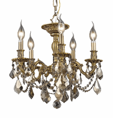 Elegant Rosalia 5-LT Dark Bronze Flush Mount Golden Teak Royal Cut Crystal - 9205F18DB-GT/RC