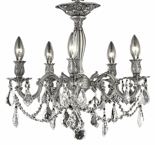 Elegant Rosalia 5-LT Pewter Flush Mount Clear Royal Cut Crystal - 9205F18PW/RC