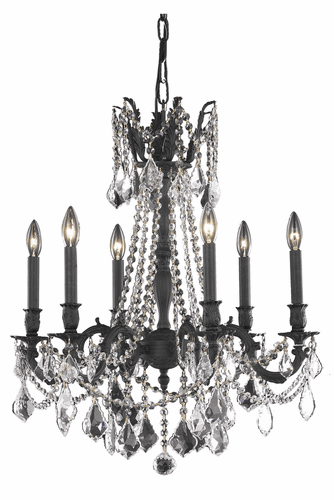 Elegant Rosalia 6-LT Dark Bronze Chandelier Clear Royal Cut Crystal - 9206D23DB/RC