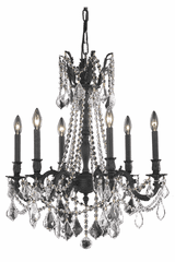 Elegant Rosalia 6-LT Dark Bronze Chandelier Golden Teak Royal Cut Crystal - 9206D23DB-GT/RC