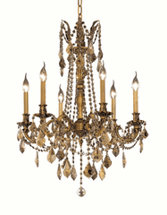 Elegant Rosalia 6-LT French Gold Chandelier Golden Teak Royal Cut Crystal - 9206D23FG-GT/RC
