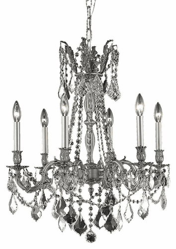 Elegant Rosalia 6-LT Pewter Chandelier Clear Royal Cut Crystal - 9206D23PW/RC