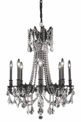 Elegant Rosalia 8-LT Dark Bronze Chandelier Golden Teak Royal Cut Crystal - 9208D24DB-GT/RC