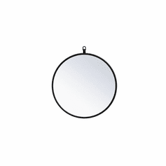 Elegant Rowan Metal Frame Round Mirror With Decorative Hook 18" - Black - MR4718BK