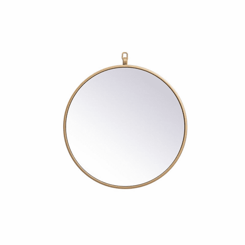 Elegant Rowan Metal Frame Round Mirror With Decorative Hook 18" - Brass - MR4718BR