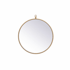 Elegant Rowan Metal Frame Round Mirror With Decorative Hook 18" - Brass - MR4718BR