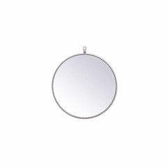 Elegant Rowan Metal Frame Round Mirror With Decorative Hook 18" - Silver - MR4718S