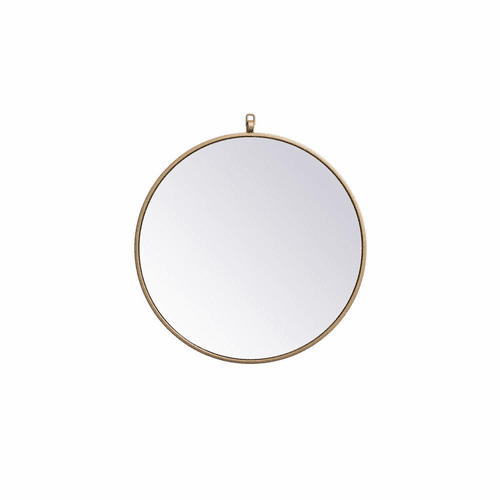 Elegant Rowan Metal Frame Round Mirror With Decorative Hook 21" - Brass - MR4721BR