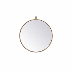 Elegant Rowan Metal Frame Round Mirror With Decorative Hook 21" - Brass - MR4721BR