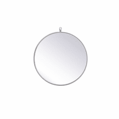 Elegant Rowan Metal Frame Round Mirror With Decorative Hook 21" - Silver - MR4721S