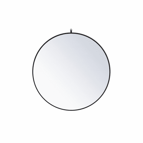 Elegant Rowan Metal Frame Round Mirror With Decorative Hook 39" - Black - MR4739BK