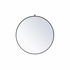 Elegant Rowan Metal Frame Round Mirror With Decorative Hook 39" - Black - MR4739BK
