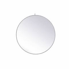 Elegant Rowan Metal Frame Round Mirror With Decorative Hook 39" - Silver - MR4739S