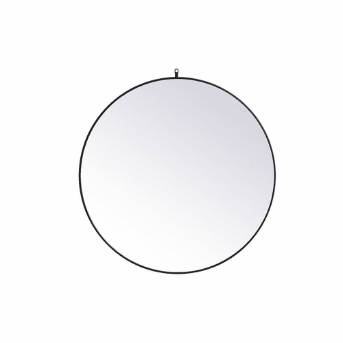 Elegant Rowan Metal Frame Round Mirror With Decorative Hook 45" - Black - MR4745BK