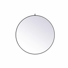 Elegant Rowan Metal Frame Round Mirror With Decorative Hook 45" - Black - MR4745BK