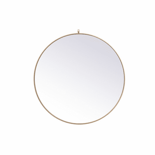 Elegant Rowan Metal Frame Round Mirror With Decorative Hook 45" - Brass - MR4745BR
