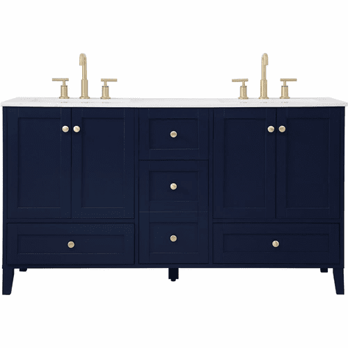 Elegant Sommerville 60" Double Bathroom Vanity - Blue - VF18060DBL