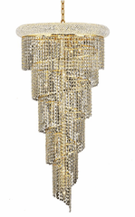 Elegant Spiral 18-LT Gold Chandelier Clear Royal Cut Crystal - V1801SR22G/RC