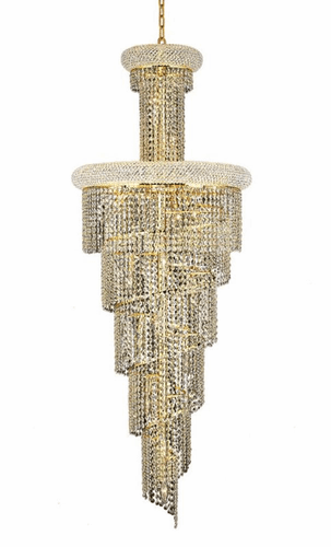 Elegant Spiral 22-LT Gold Chandelier Clear Royal Cut Crystal - V1800SR22G/RC